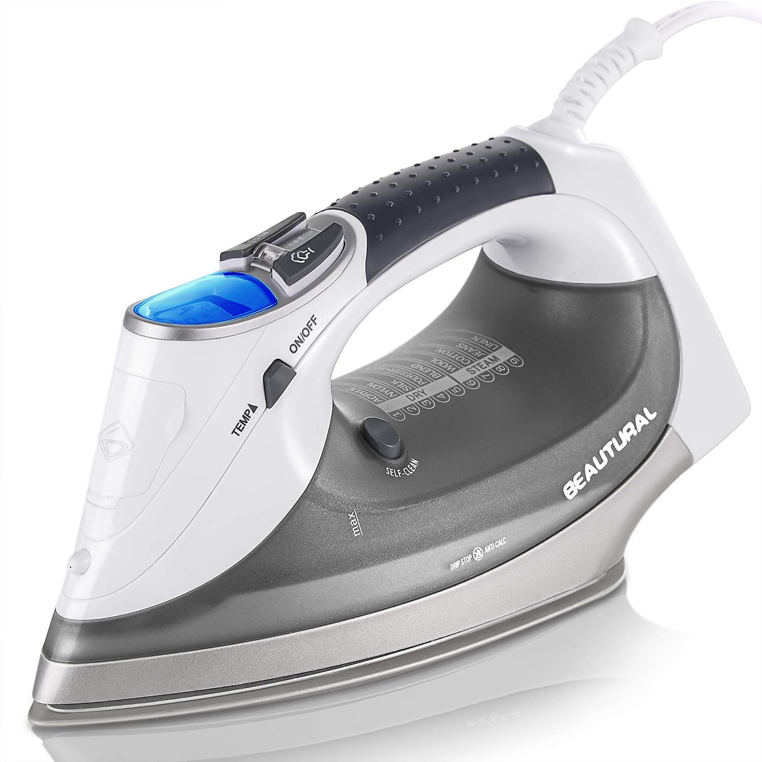 Anti Scale Anti-Drip Self Cleaning & Auto Shut Off Function 260ml Large Water Tank 2500W iTvanila Steam Iron with Advanced Ceramic Soleplate 5 Temperature Control Modes 180g Steam Boost